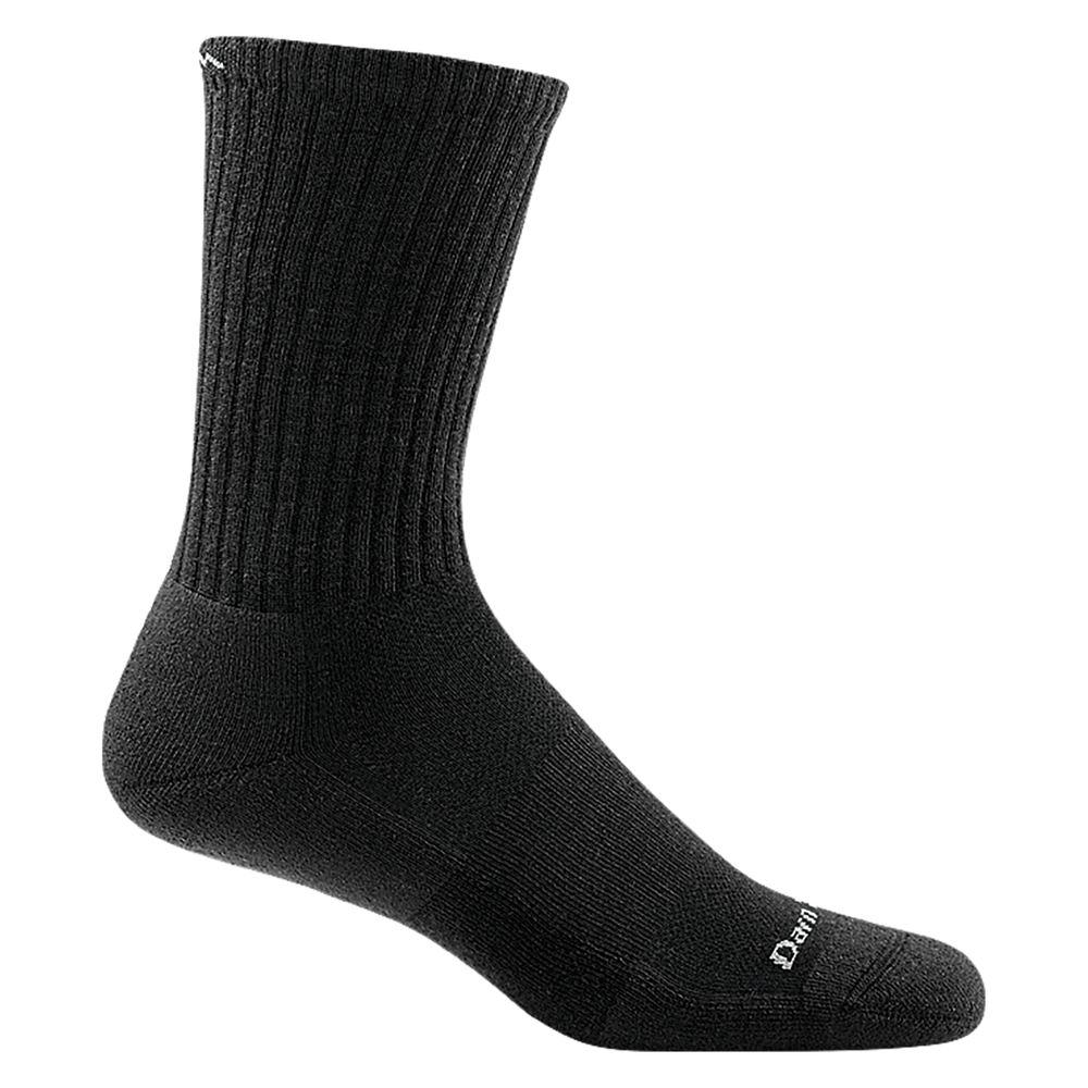 1657 men's the standard crew lifestyle sock in color black with white darn tough signature on forefoot