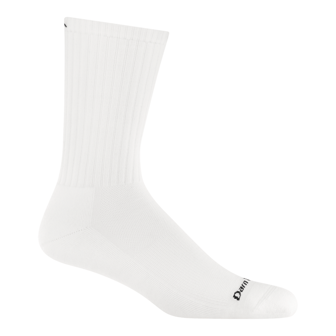 1657 the standard crew sock in white featuring a black logo on toe/cuff