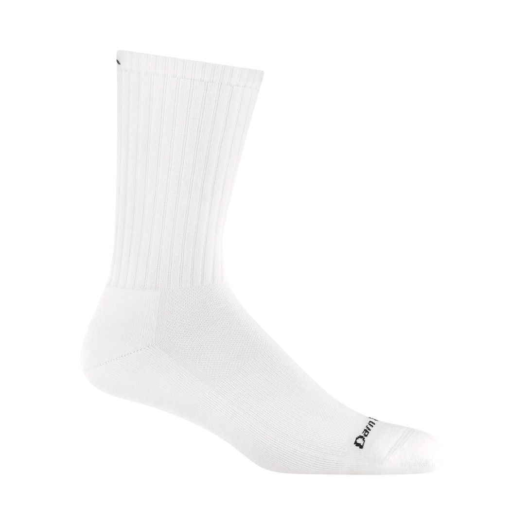 1657 the standard crew sock in white featuring a black logo on toe/cuff