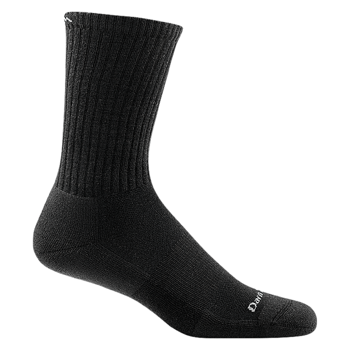 1680 men's the standard crew lifestyle sock in color black with white darn tough signature on forefoot