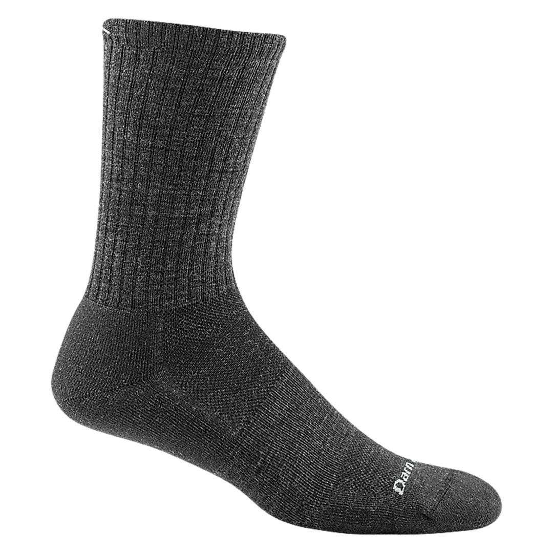 1680 men's the standard crew lifestyle sock in color charcoal with white darn tough signature on forefoot