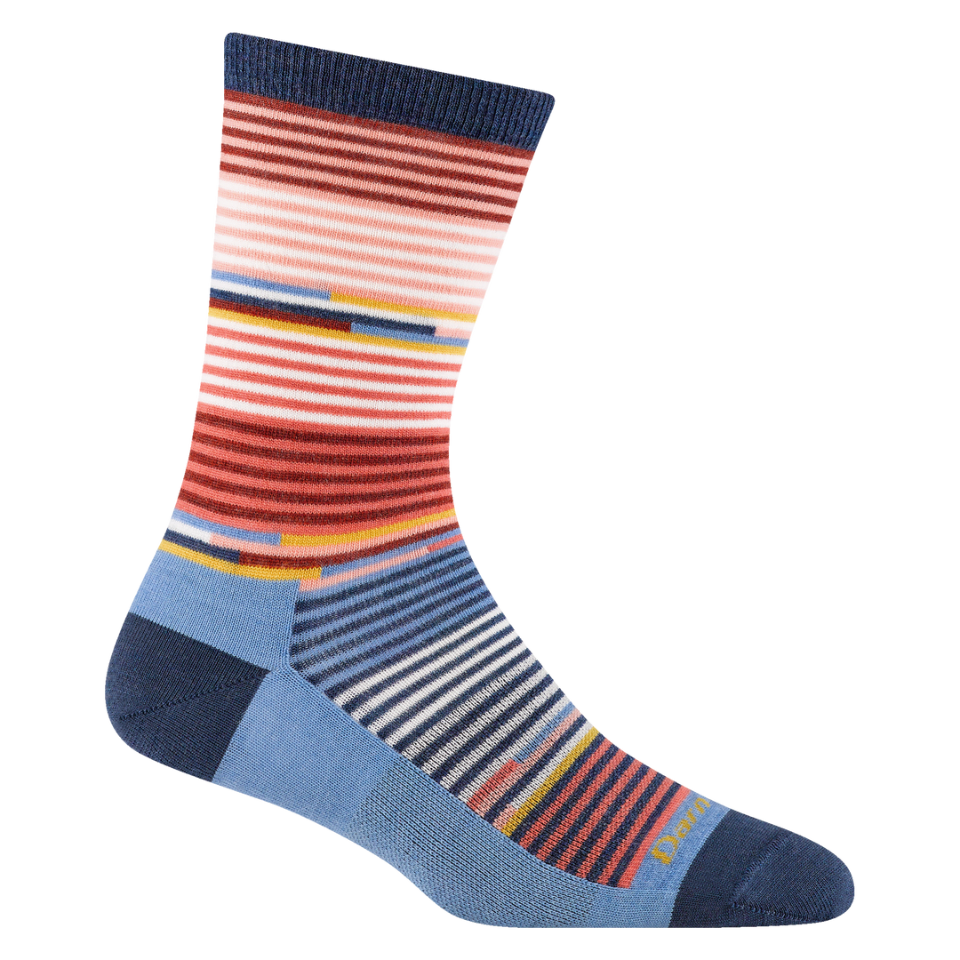 1692 women's pixie crew lifestyle sock in color vapor with pink, blue and white striping.