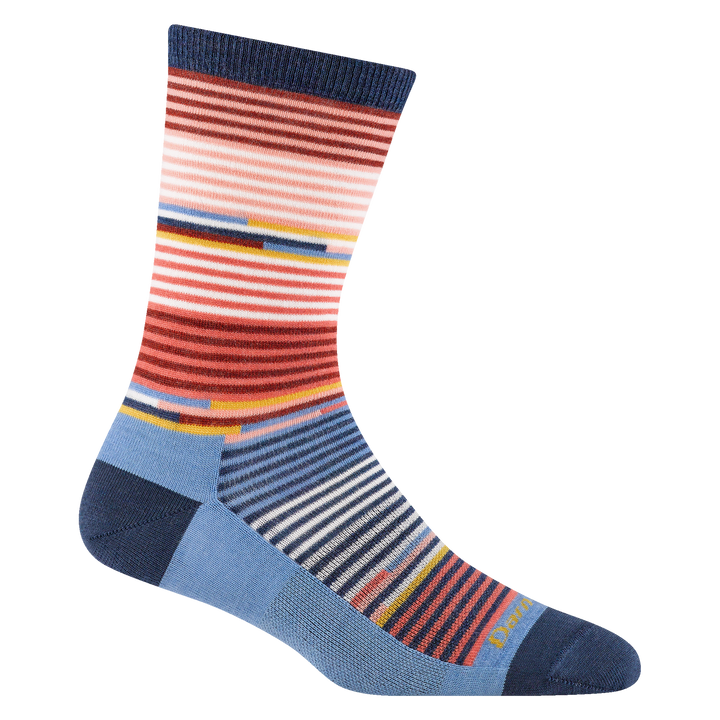 1692 women's pixie crew lifestyle sock in color vapor with pink, blue and white striping.