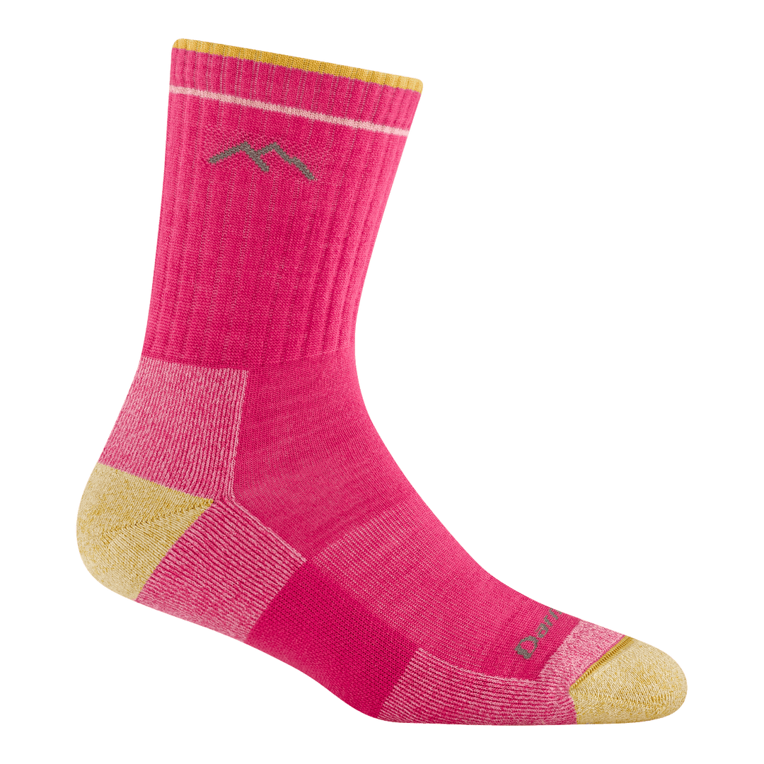 1903 Micro crew hiker in Limited edition Neon Pink featuring yellow heel/toe gray logo and bright pink body