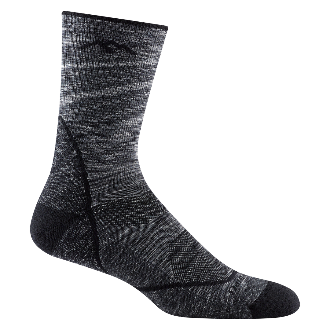1972 men's light hiker micro crew hiking sock in color space gray with black accents and stripe on heel and forefoot