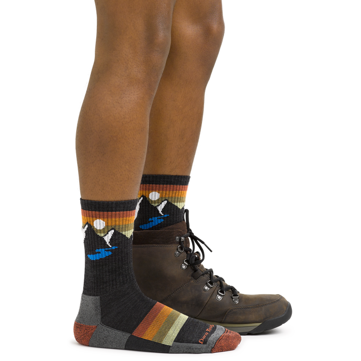 Men's Sunset Ridge Hiking Socks in Charcoal with hiking boots