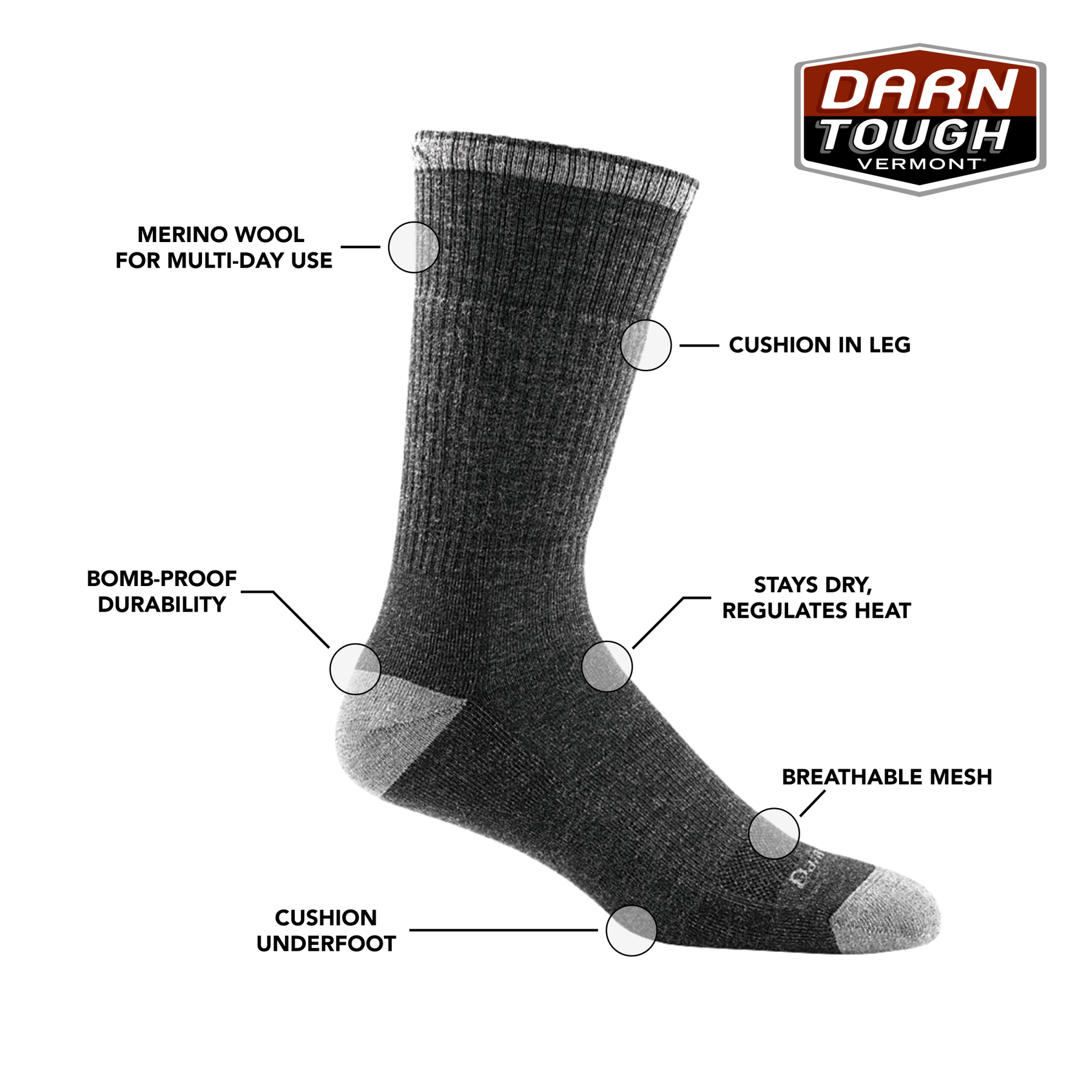 Men's John Henry Midweight Work Boot Socks Darn Tough