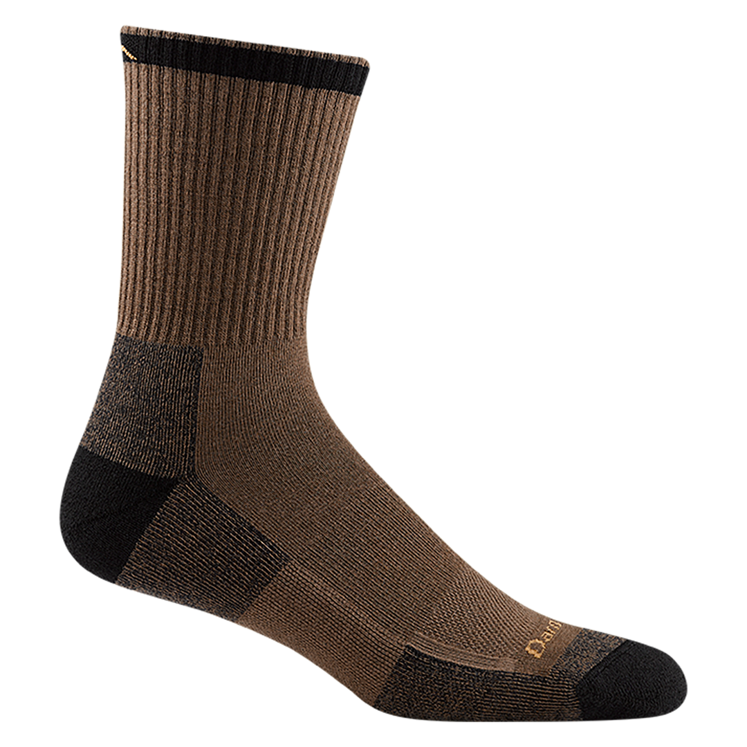 2005 men's fred tuttle micro crew work sock in color timber brown with black accents and shaded brown color blocks