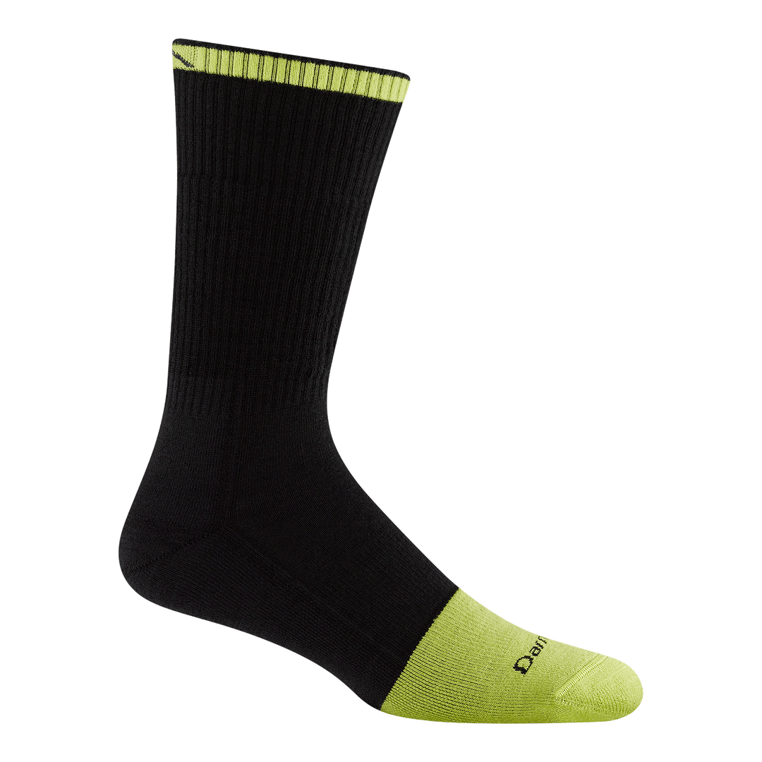 side profile of mens 2006 Steely Boot Midweight with Cushion w/ Full Cushion Toe Box with neon yellow toe and cuff stripe