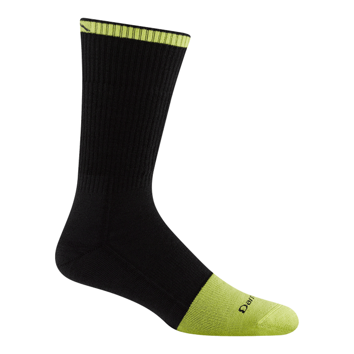 side profile of mens 2006 Steely Boot Midweight with Cushion w/ Full Cushion Toe Box with neon yellow toe and cuff stripe