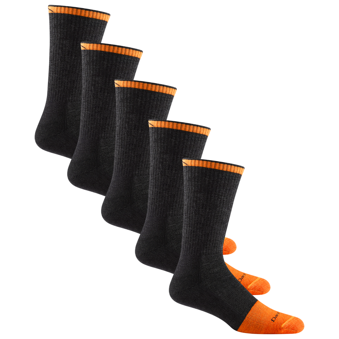 5 pack bundle shot of 2006 Men's Steely Boot Work sock in Graphite