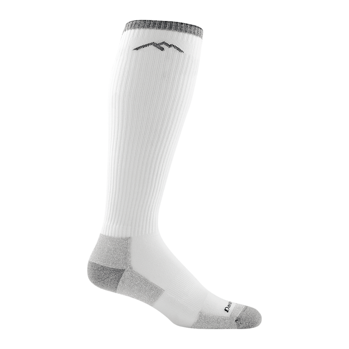 2008 men's westerner over-the-calf work sock in color white with light gray toe/heel accents and gray mountain on calf