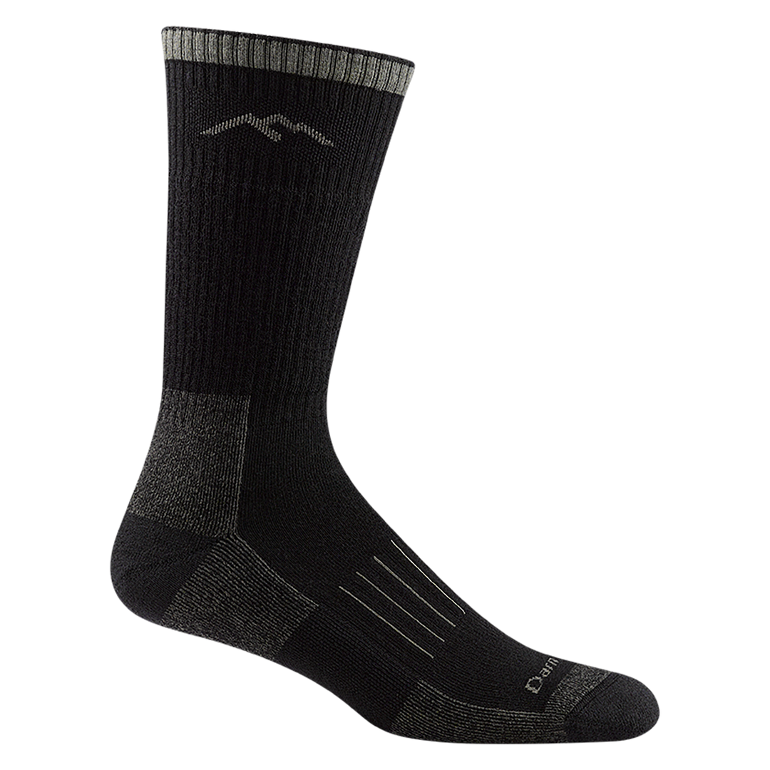 2012 unisex hunting boot sock in color charcoal with black accents and light gray vertical striping on forefoot