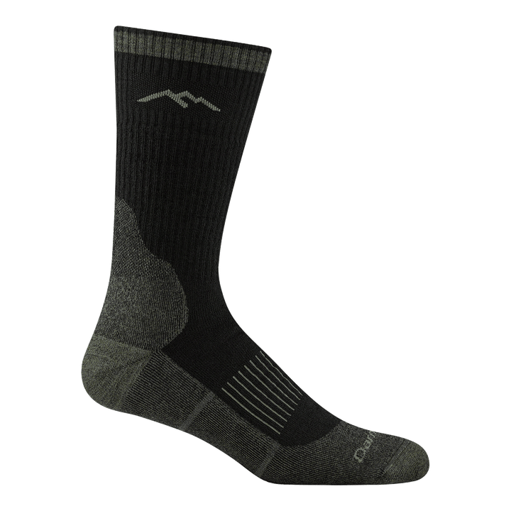 2012 unisex hunting boot sock in color charcoal with black accents and light gray vertical striping on forefoot