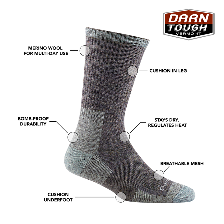 women's rtr boot work sock features graphic, highlighting the breathable mesh above the toes and cushion underfoot.