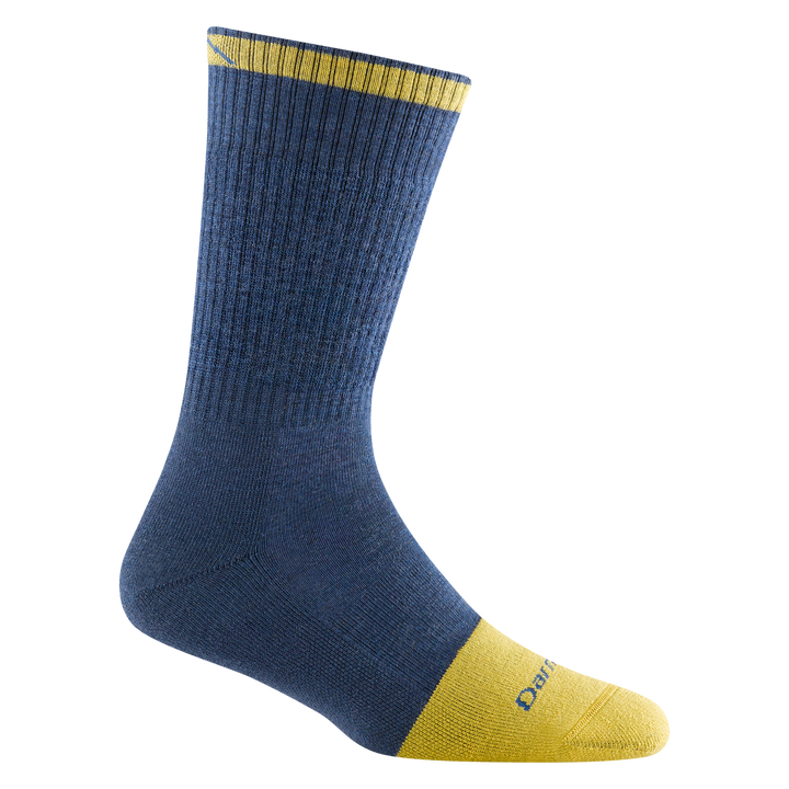 2015 women's steely boot work sock in color indigo with yellow toe accent and trim