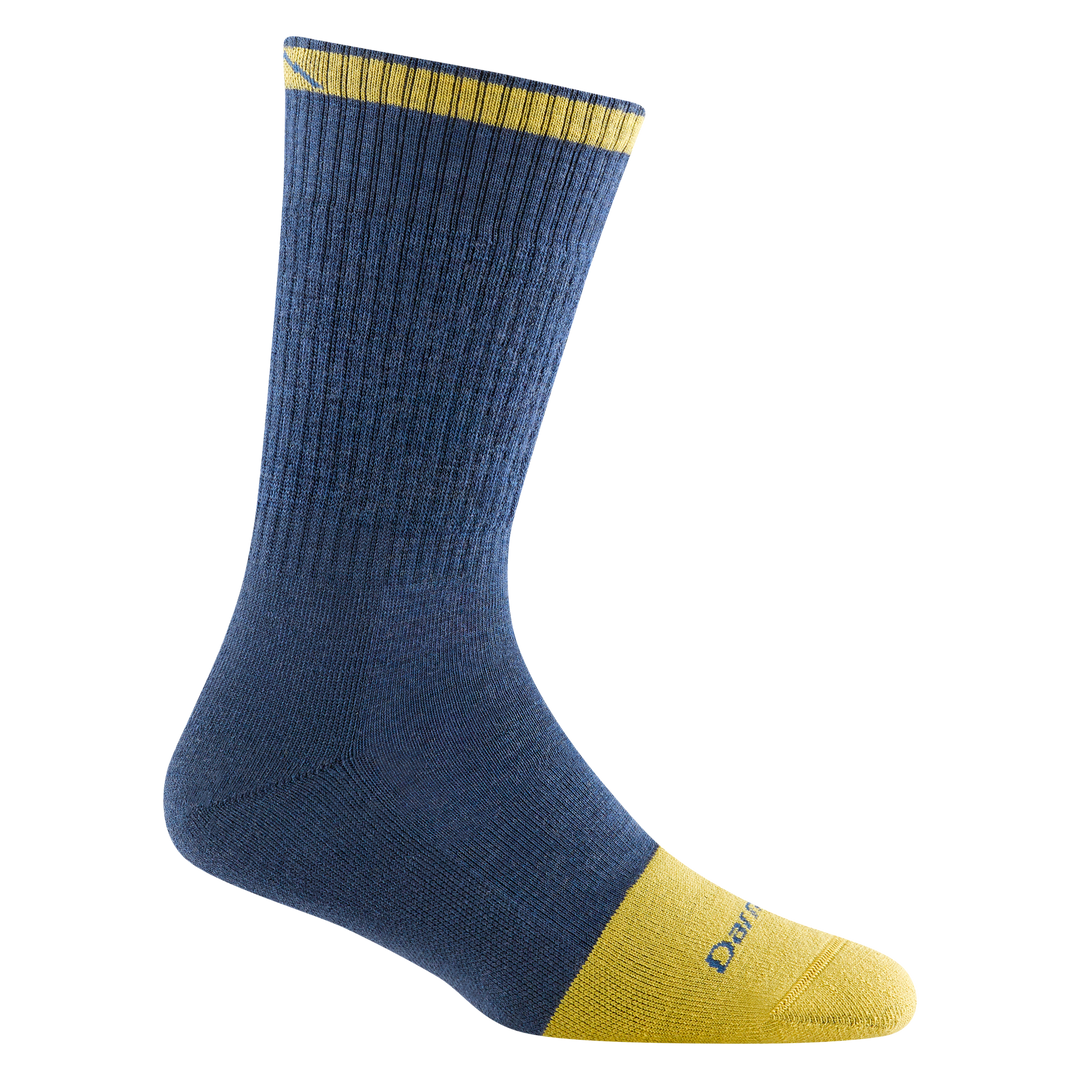 2015 women's steely boot work sock in color indigo with yellow toe accent and trim