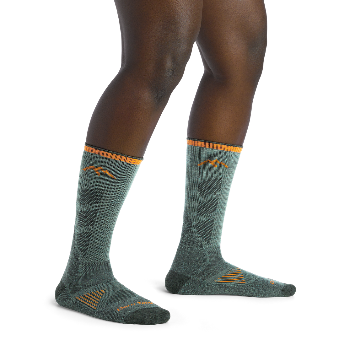 Women's Lightweight Hunting Boots Socks in Seafoam Green on foot