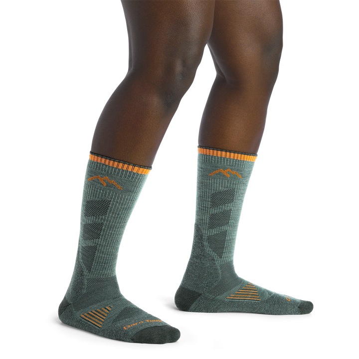 Women's Lightweight Hunting Boots Socks in Seafoam Green on foot