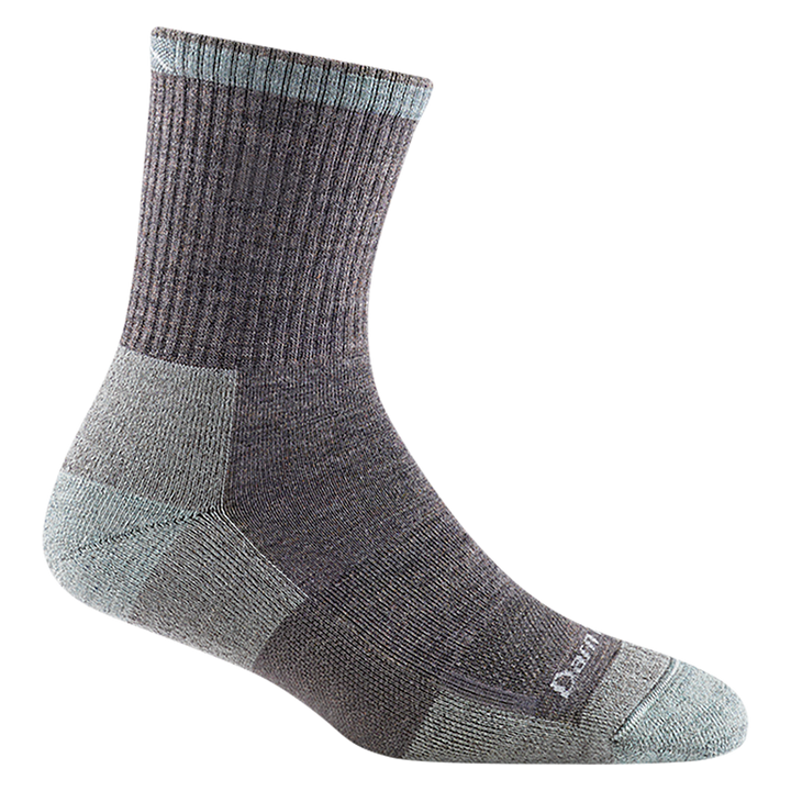 2200 women's ida may micro crew work sock in color shale gray with seafoam green toe/heel accents