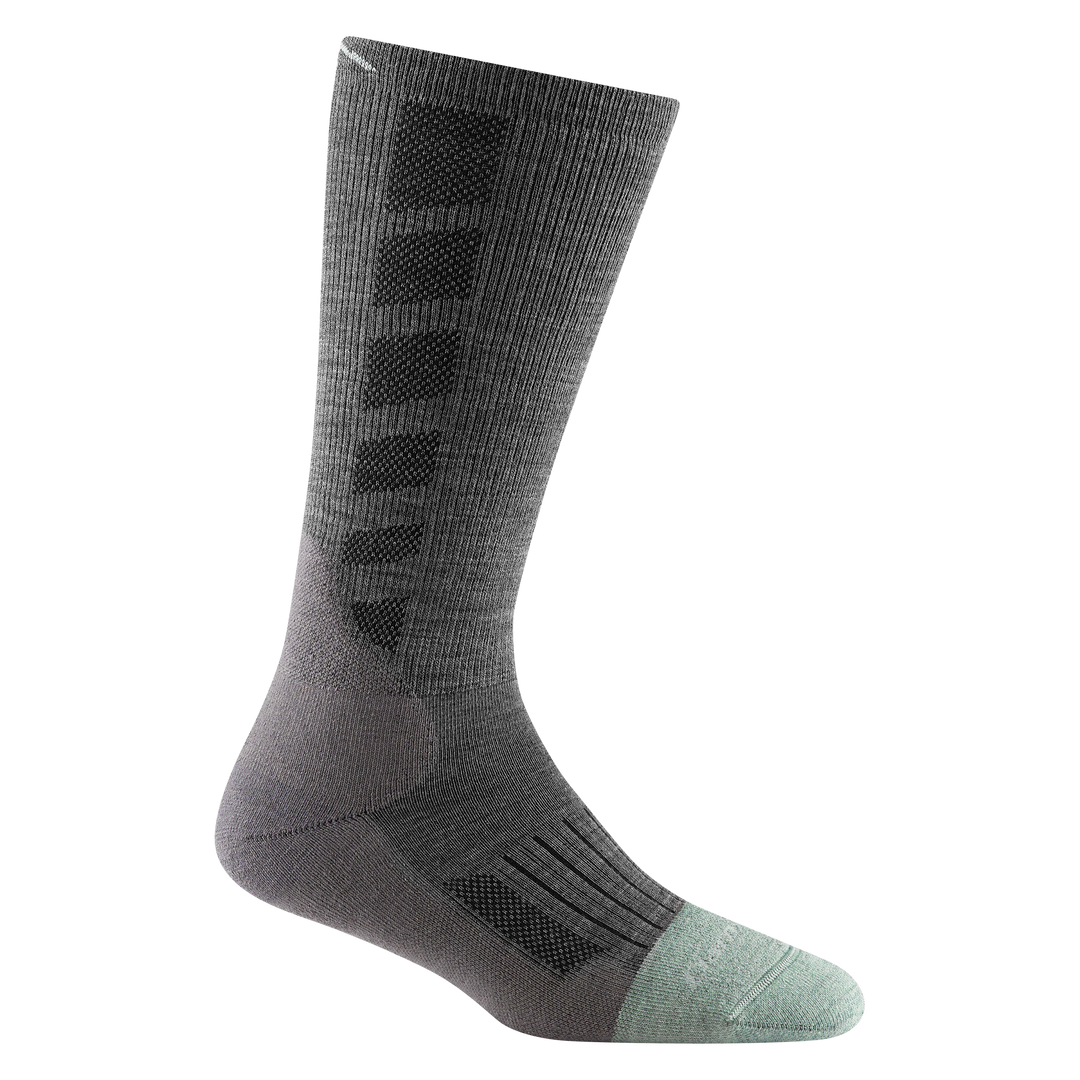 Women's emma claire mid-calf work sock in color shale gray with seafoam toe accen and black vertical forefoot striping