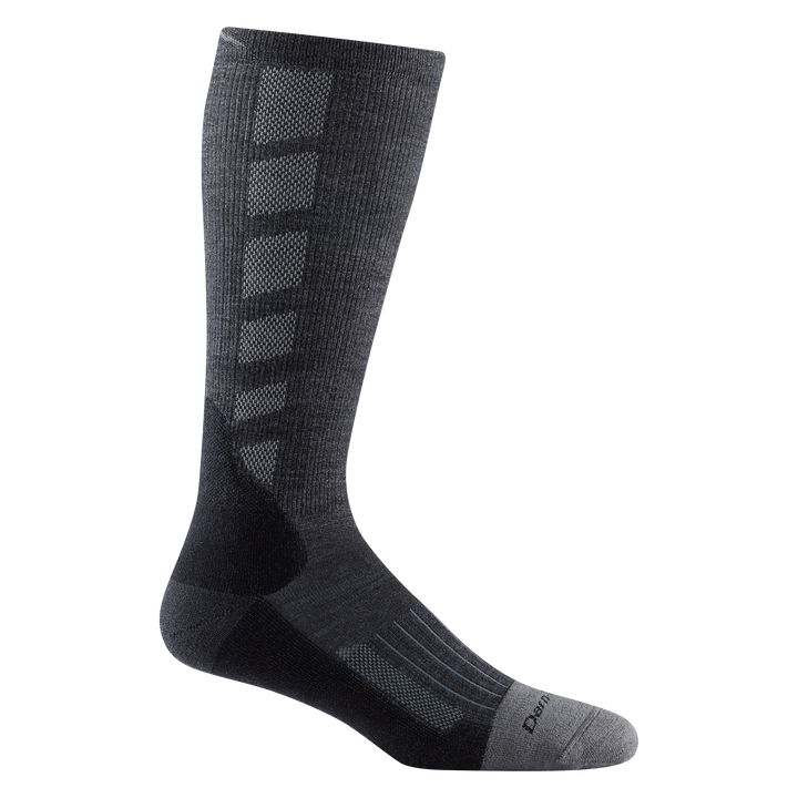 2203 men's stanley k mid-calf work sock in color gravel gray with seafoam green toe and vertical forefoot striping