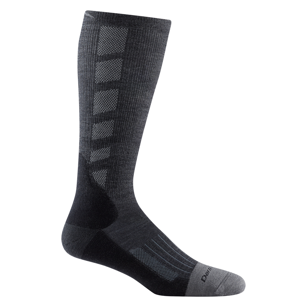 2203 men's stanley k mid-calf work sock in color gravel gray with seafoam green toe and vertical forefoot striping