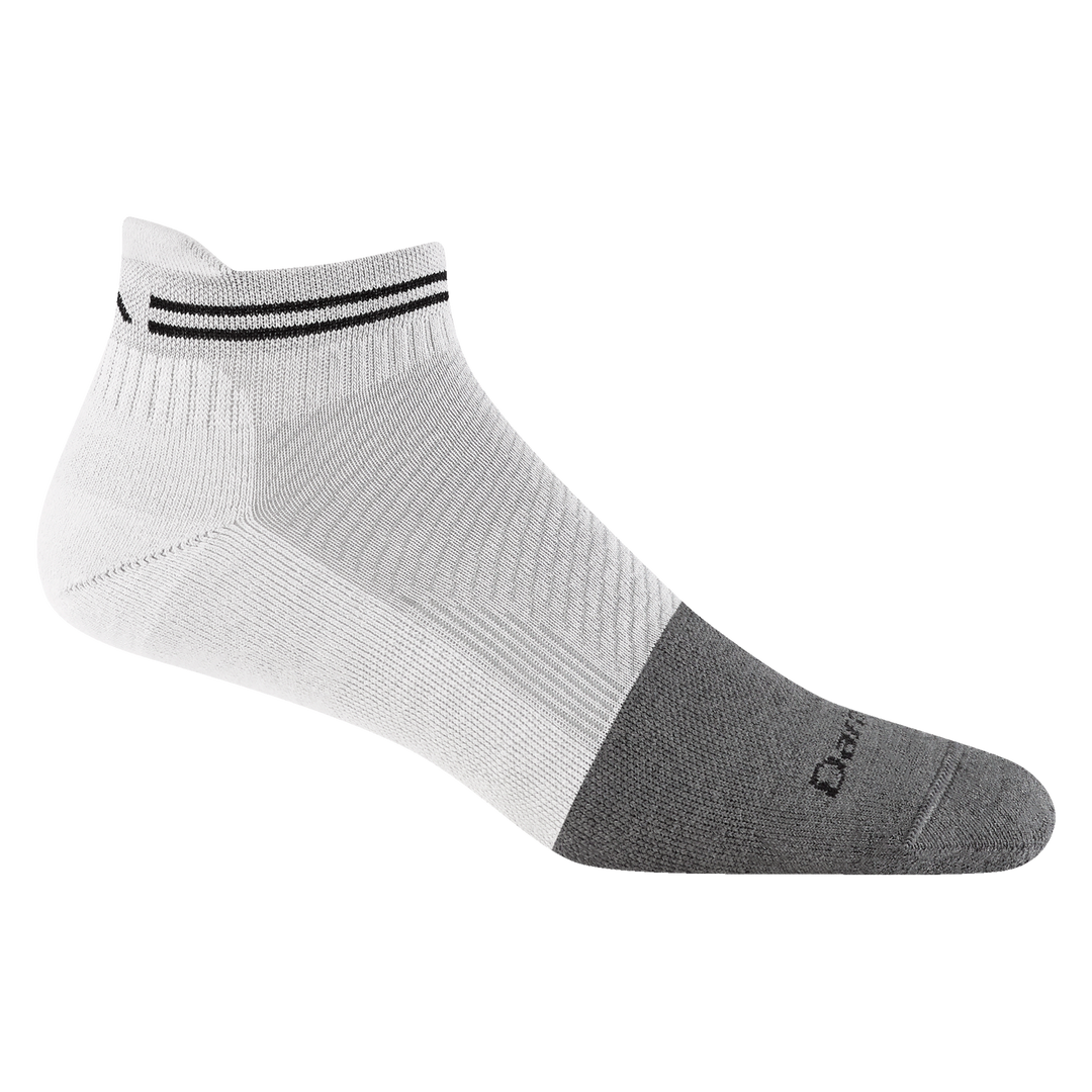 2211 mens Steely no show tab work sock in cement white featuring gray full cushion toe with off white body