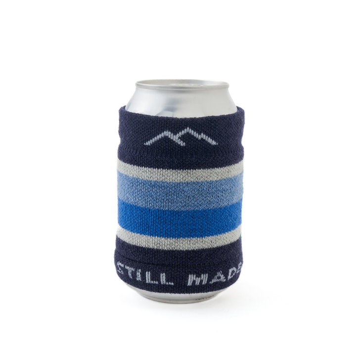 reverse variant image of the blackberry via feratta Koozie on a can with white back ground