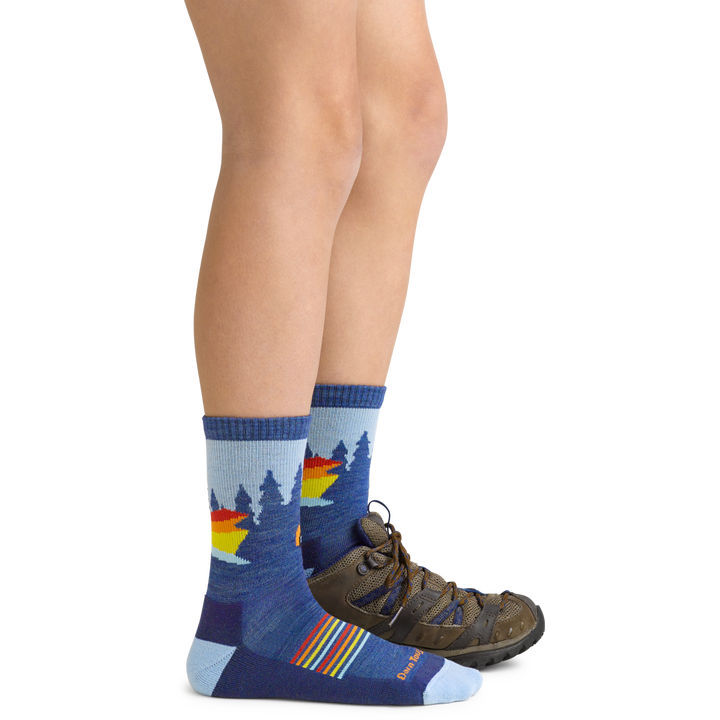 3037 Kids Van Wild Micro Crew Lightweight Hiking Sock on foot wearing hiking shoe