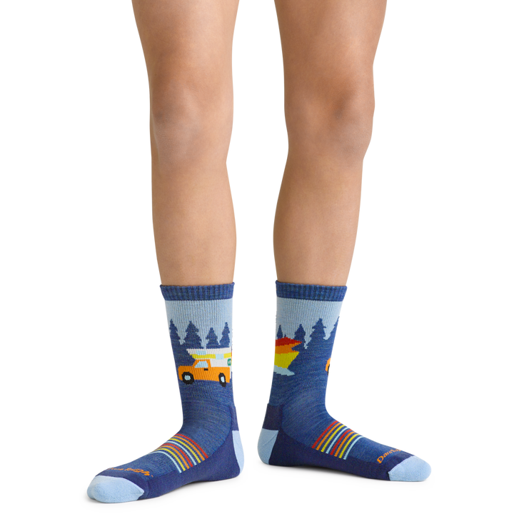 3037 Kids Van Wild Micro Crew Lightweight Hiking Sock on foot