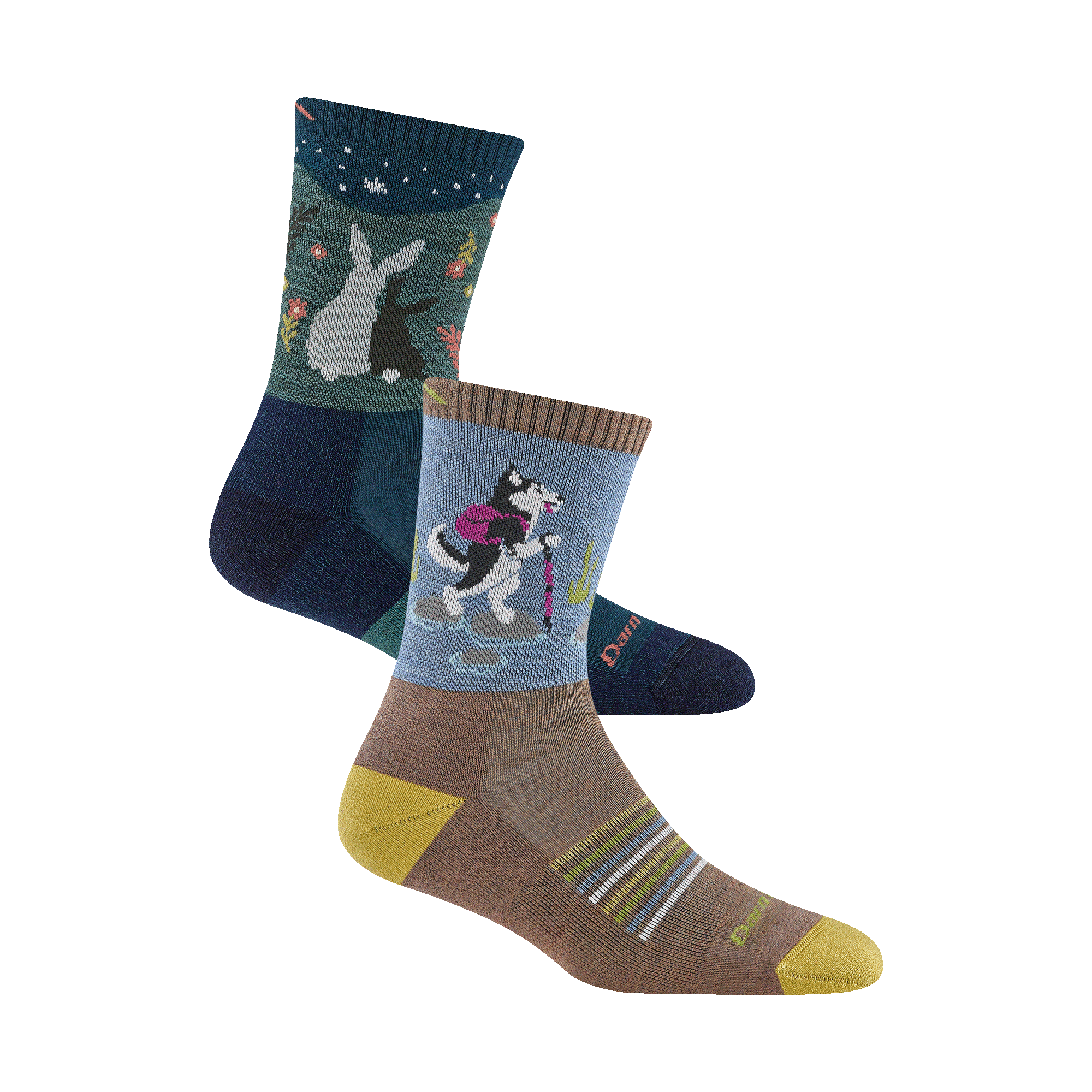 Bundle image of 5001 Critter Club 2 Pack featuring socks in the Bark and Eclipse colorway. 