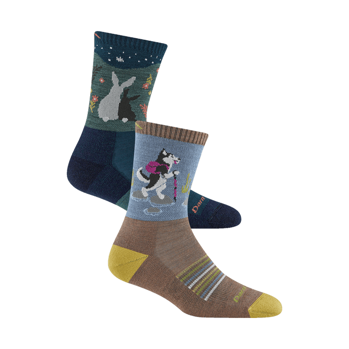 Bundle image of 5001 Critter Club 2 Pack featuring socks in the Bark and Eclipse colorway. 