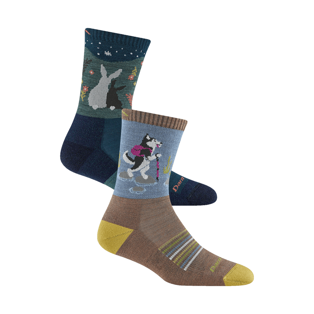 Bundle image of 5001 Critter Club 2 Pack featuring socks in the Bark and Eclipse colorway. 