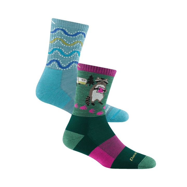 Bundle image of the 194 wandering stripe in aqua and the 5001 critter club in moss