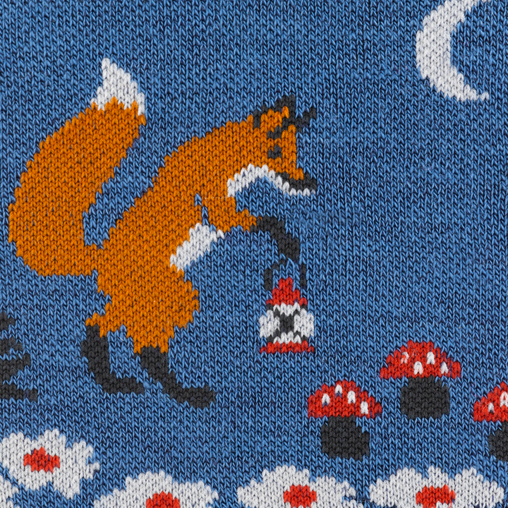 Call out detail image of the of the 5001 Vapor front image of a fox walking in the night with a lantern 