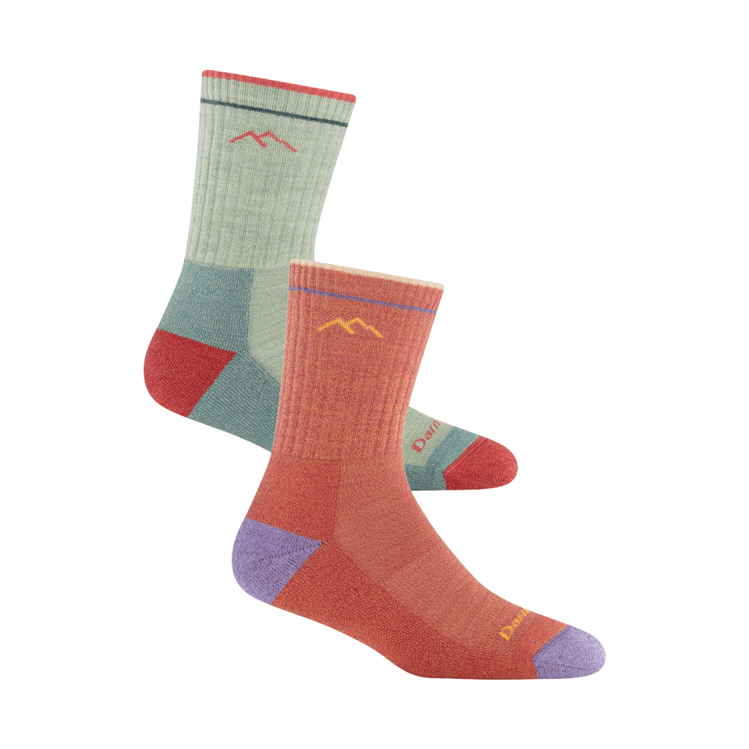 Bundle image of the 5203 twisted Micro crew hiker in Sunstone and mint