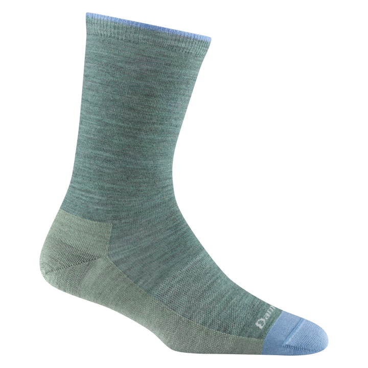 6012 women's solid basic crew lifestyle sock in seafoam with light blue toe accent and darn tough signature on forefoot