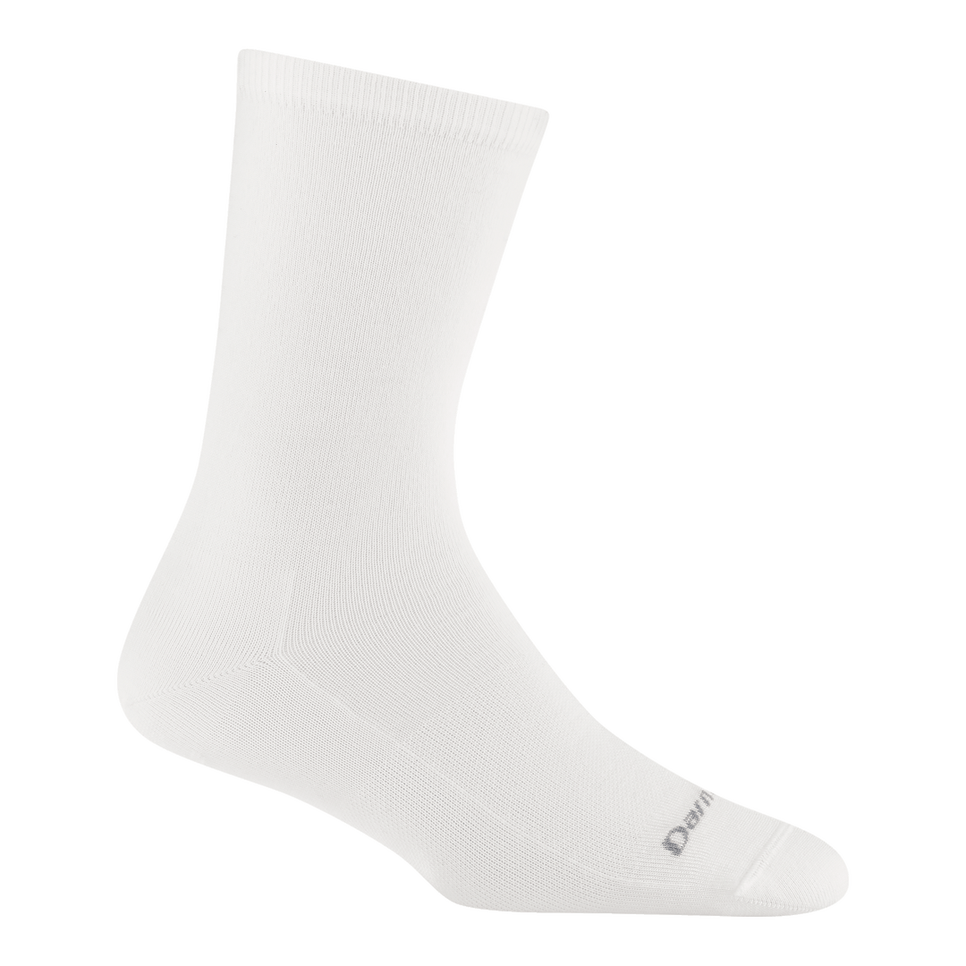 6012 solid basic crew sock in white featuring gray logo on toe