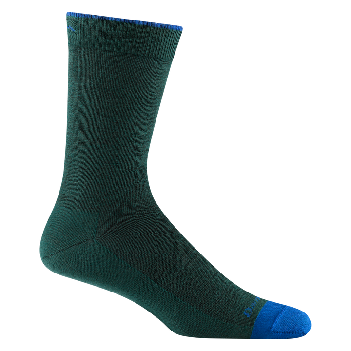 6032 Men's Solid Crew Lightweight Lifestyle sock  in bottle colorway with a blue Toe and logo 