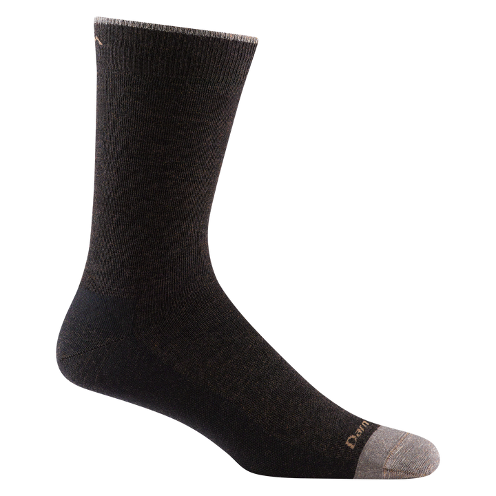 6032 men's solid crew lifestyle sock in color chestnut brown with beige toe accent and darn tough signature on forefoot