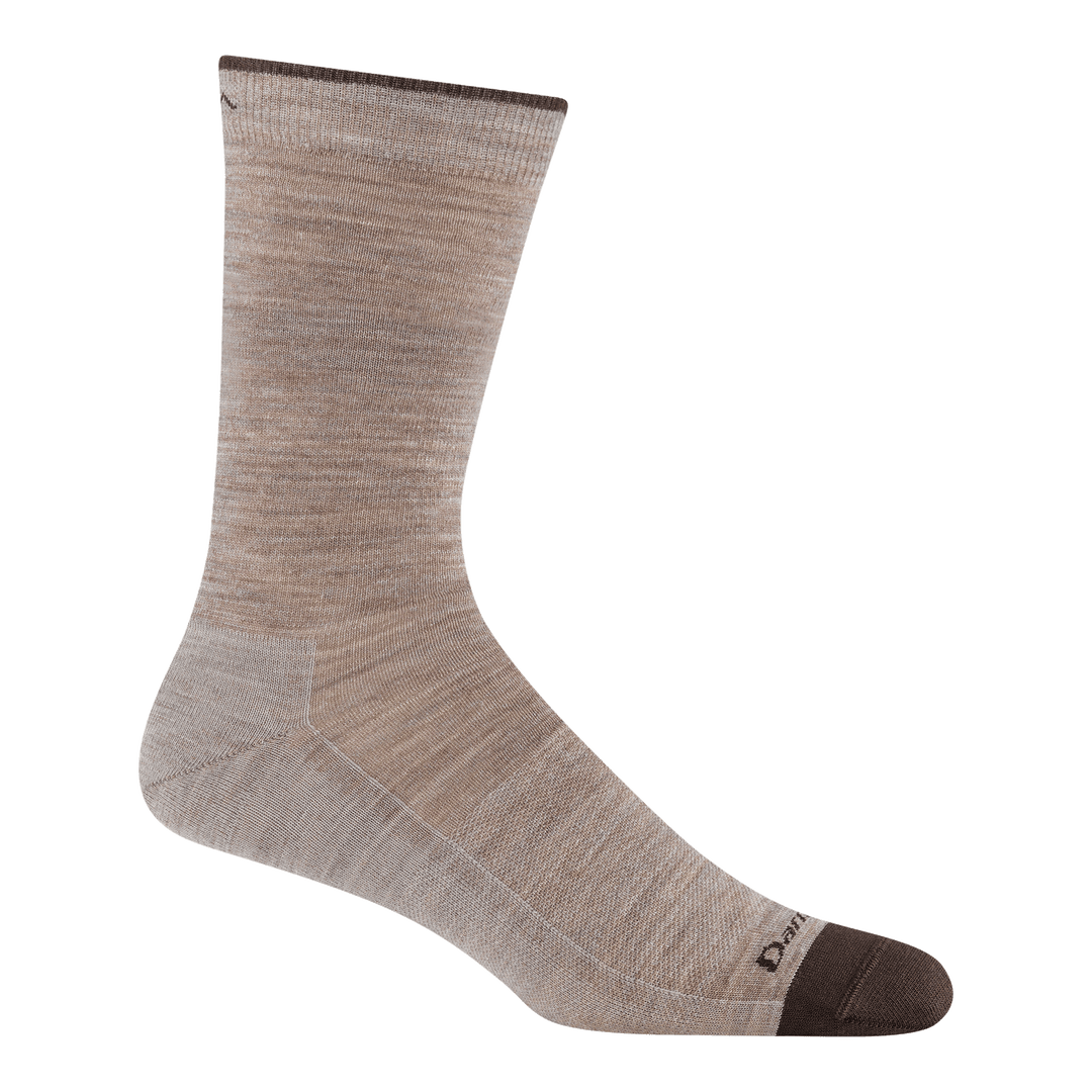 6032 solid crew sock in rye earth colorway featuring a dark brown toe and logo with a light brown body 