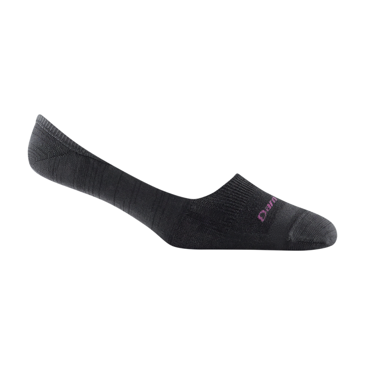 6044 women's solid no show invisible lifestyle sock in color black with pink darn tough signature on forefoot