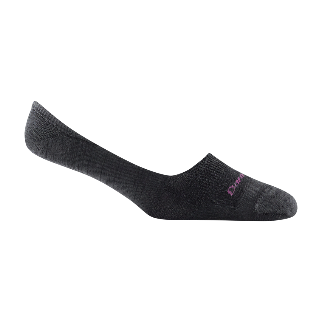 6044 women's solid no show invisible lifestyle sock in color black with pink darn tough signature on forefoot