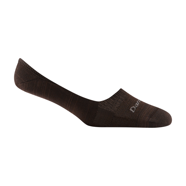 6044 women's solid no show invisible lifestyle sock in espresso brown with light gray darn tough signature on forefoot