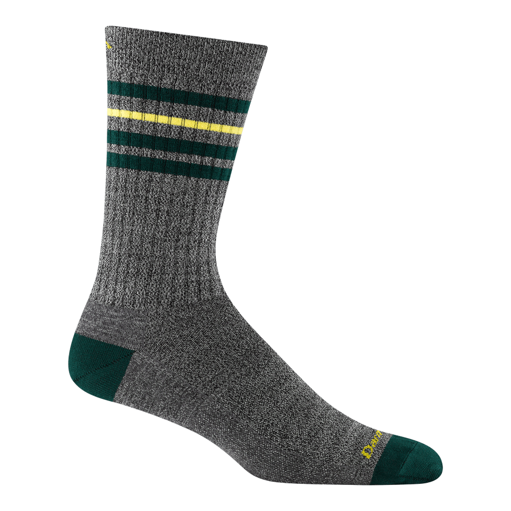6069 letterman crew in Pepper featuring green heel/toe with gray body and yellow stripe and logo 