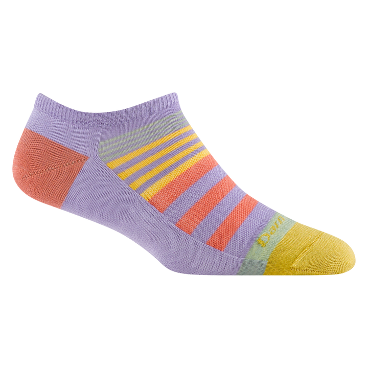 6073 beachcomber in lavender featuring peach heel and yellow toe with purple body and peach and yellow stripes