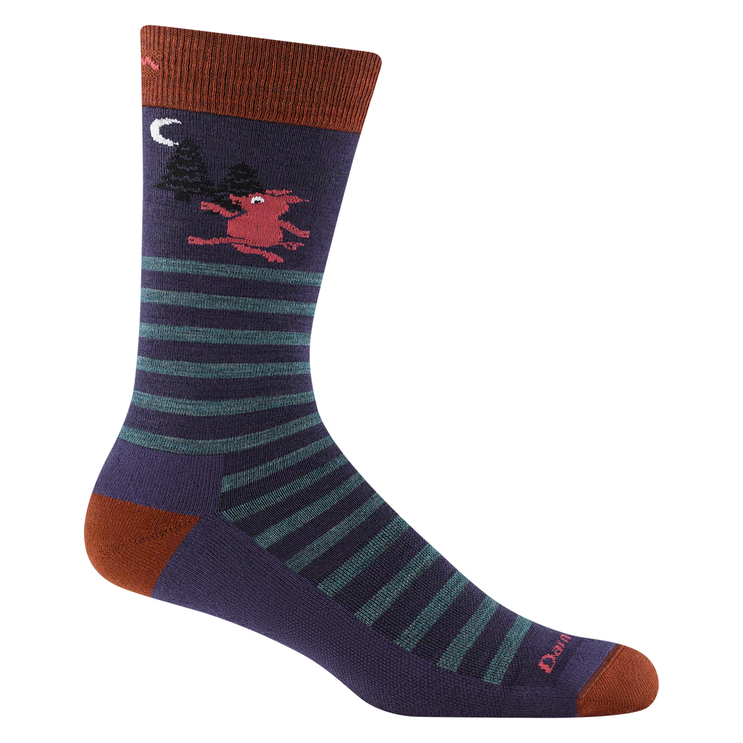 reverse 6096 Wild Life Lightweight lifestyle sock in blackberry featuring and pig running away