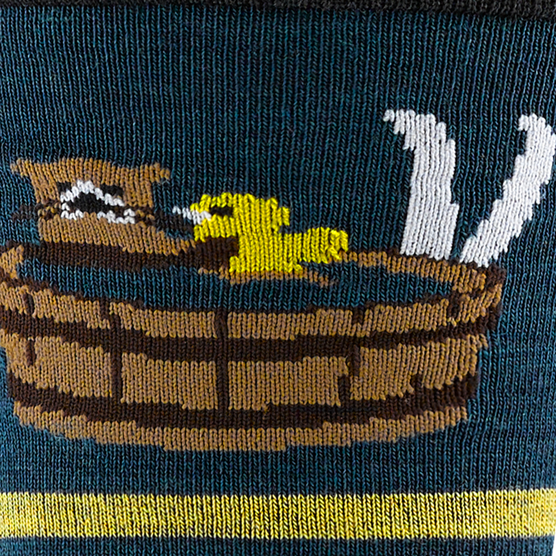 Call out detail image of the of the 6096 dark teal front image of otter in a tub with rubber duck 
