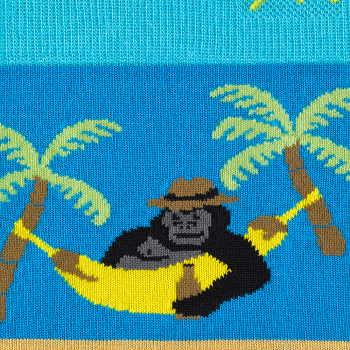 Call out detail image of the of the 6096 ocean front image of gorilla in a banana hammock 